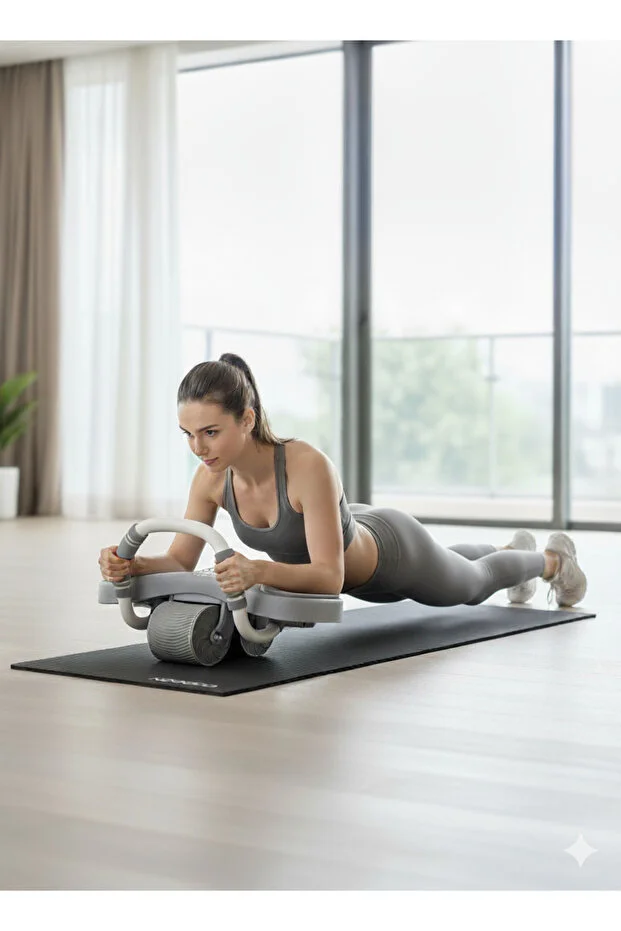 Dijital Ekranlı Karın Kas Egzersiz Aleti AB Roller 2 Tekerli